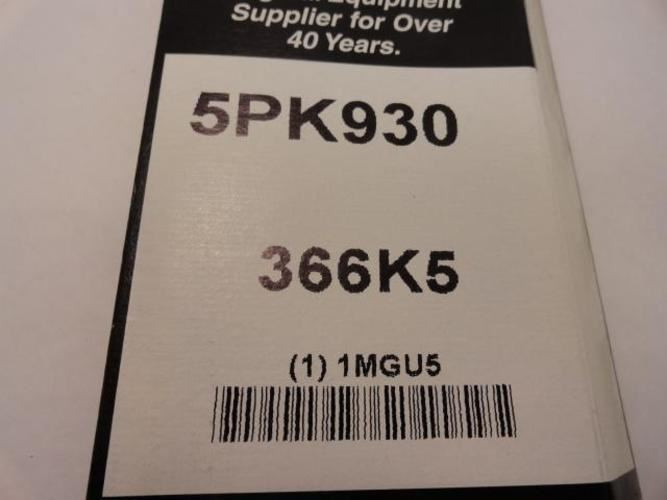 Bando 5PK930; Serpentine Belt 366K5; 5-ribs 36.6"L; 1MGU5