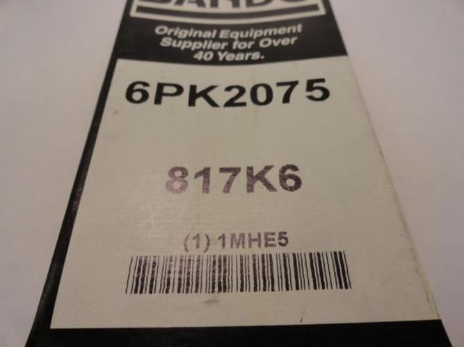 Bando 6PK2075; Serpentine Belt 817K6; 6-ribs 81.7"L; 1MHE5