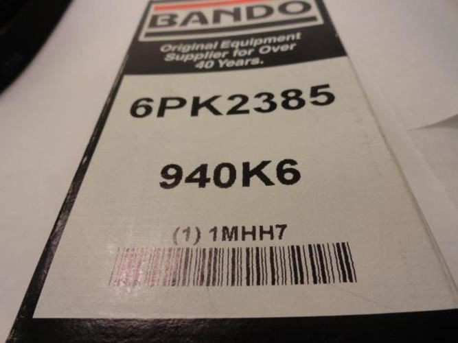 Bando 6PK2385; Serpentine Belt 940K6; 6-ribs 94.0"L; 1MHH7