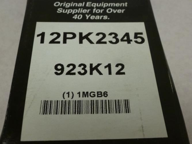 Bando 923K12; Serpentine Belt; 12PK2345
