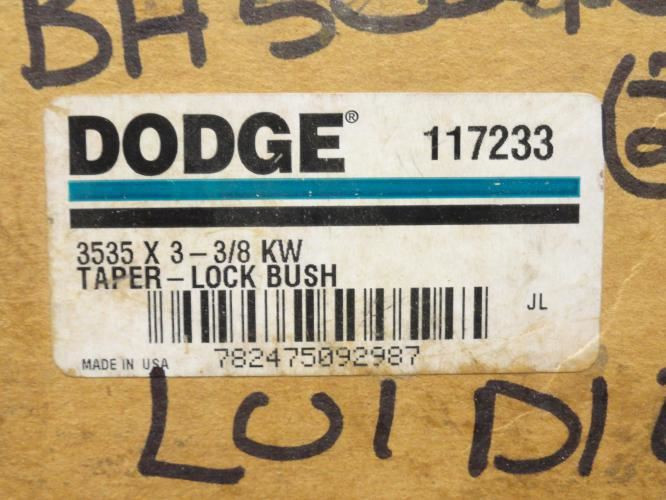 Dodge 3535x3-3/8KW; Taper-Lock Bushing; 3-3/8"ID NO SCREWS