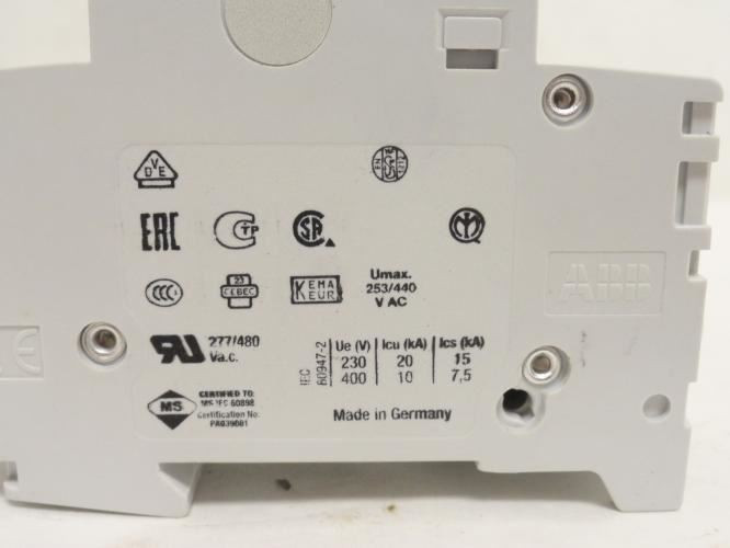ABB S202-D2; Circuit Breaker; 2A; 2P; 480VAC; DIN Rail