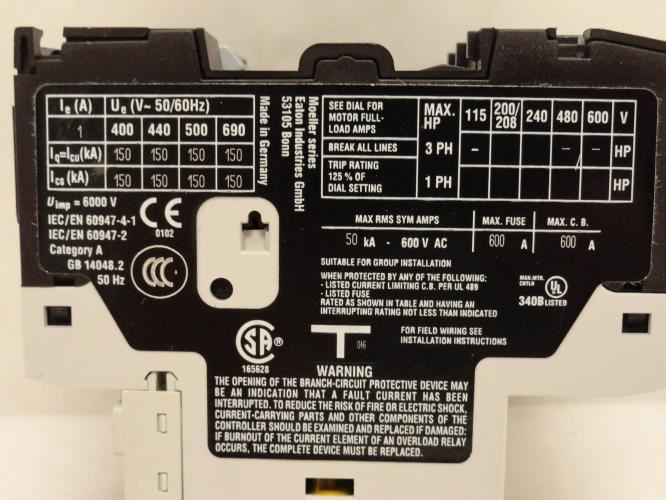 Eaton XTPB001BC1; Push Button Motor Starter; 0.63-1A; 3P; 600V