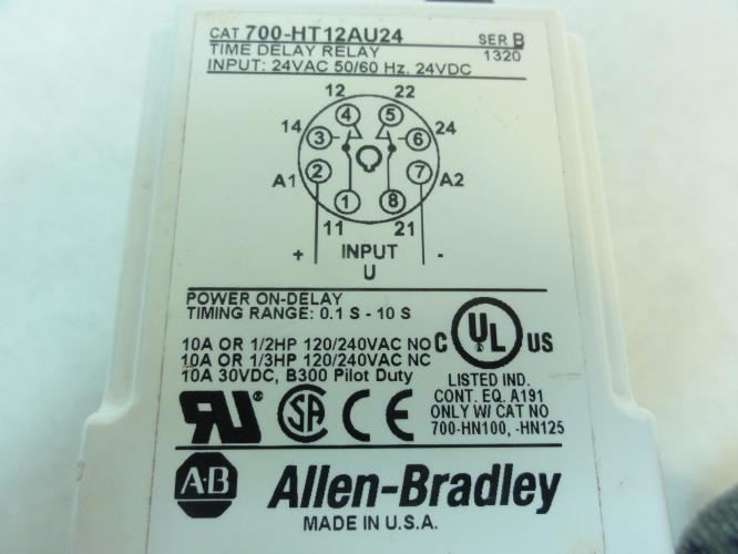 Allen-Bradley 700-HT12AU24; Time Delay Relay; IN: 24VAC/DC