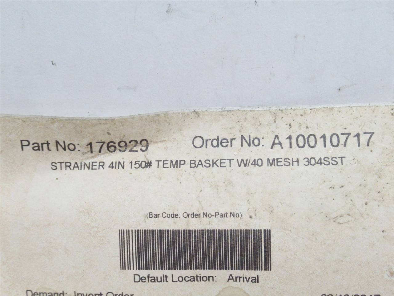 MFG- 176929; Strainer Basket; 4"; SS-304;#40 Mesh