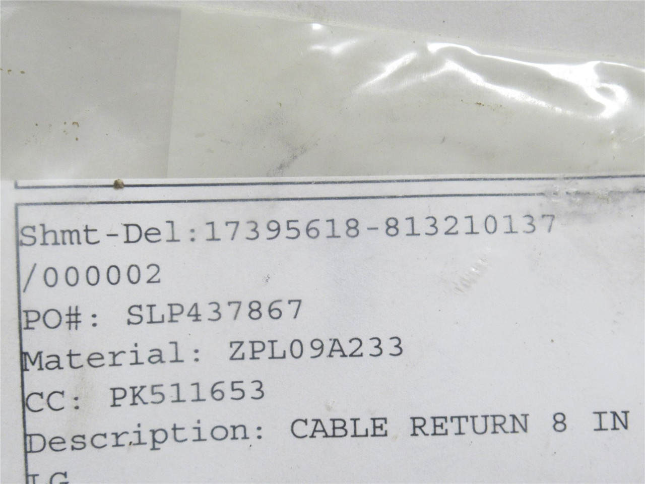 Cryovac PL09A233; Steel Return Cable; Size: 8"