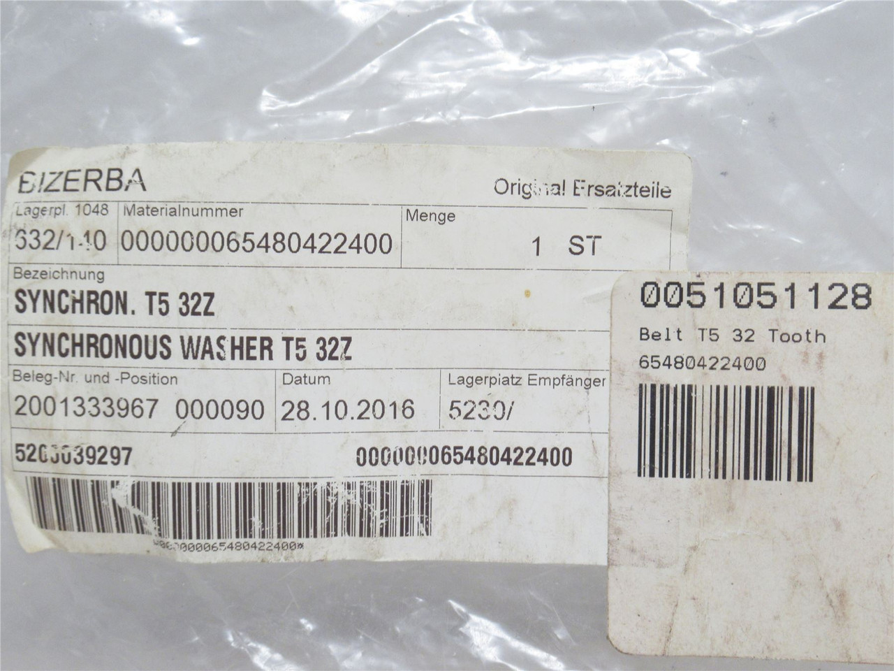 Bizerba 65480422400; Gear Belt; 32 Tooth; 12mmID; 20mm Belt W