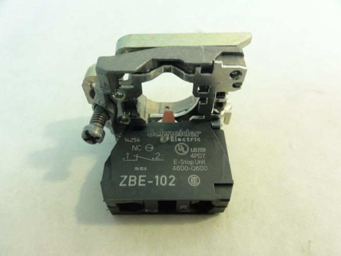 Schneider ZB4BZ102; Contact Block w/ Body/Fixing Collar; 1NC