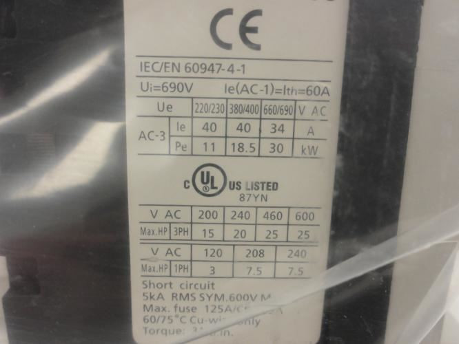 Dayton A302GN; Contactor 40A 4P 600V Max; Coil: 24V