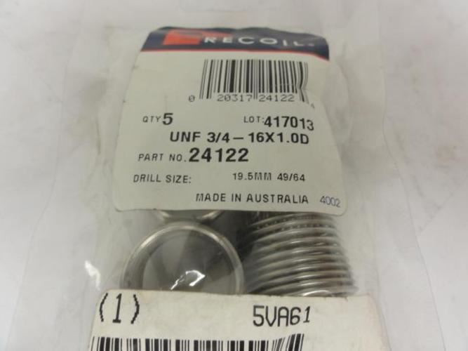 Recoil 24122; Thread Insert; 3/4-16x0.750 L; Pk5