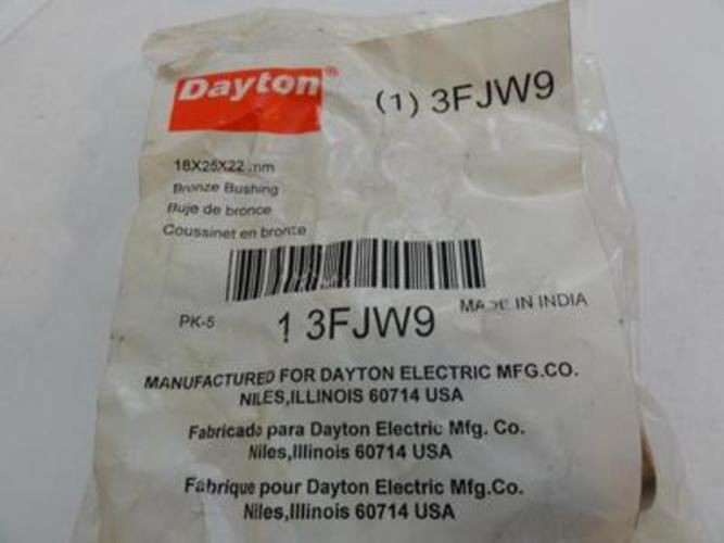 Dayton 3FJW9; Bag-5 Bronze Sleeve Bearing 18mm ID; 25mm OD