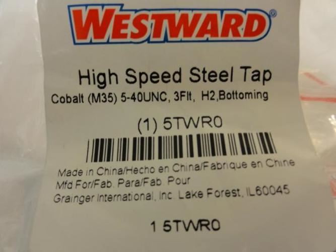 Westward 5TWR0; Spiral Flute Tap; Bottom; Cobalt; SH47; 5-40