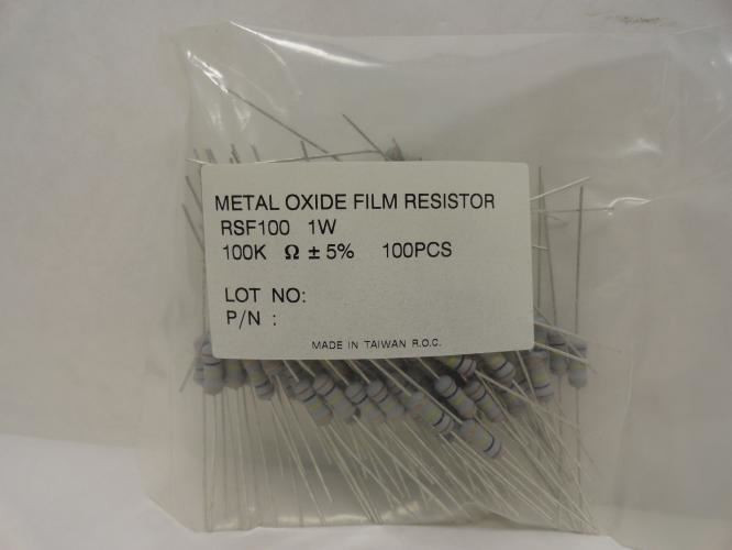 Yageo RSF100JB-73-100K; Bag-100 Resistors 1W @ 100 kOhm �5%