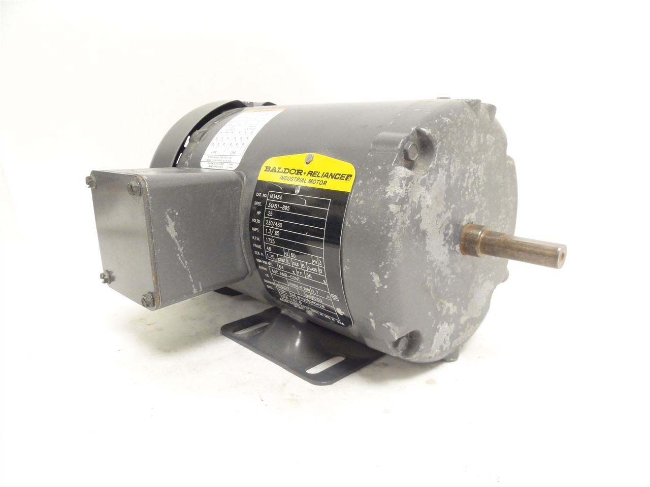 Baldor M3454; AC Motor; 1/4HP 230/460VAC 1725RPM; 3PH