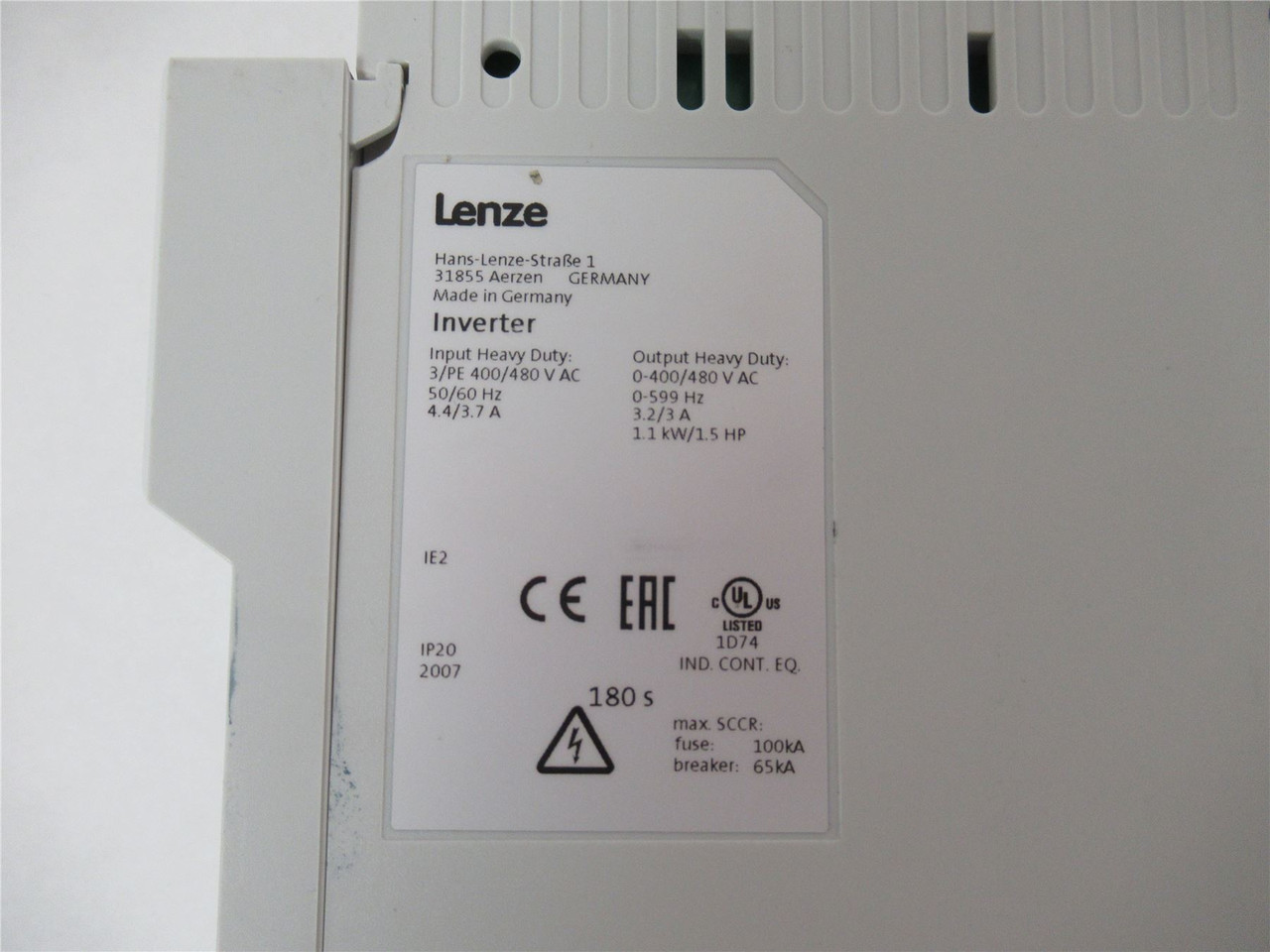 Lenze I55AE211F1A0100025; AC Drive 1-1/2HP 400–480VAC
