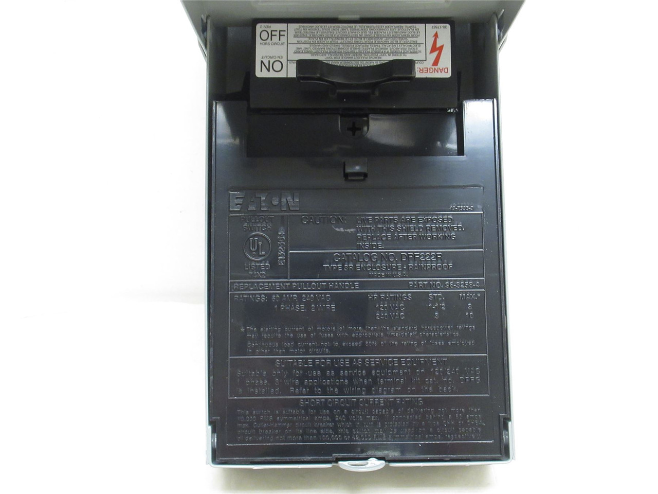 Eaton DPF222R; AC Disconnect Switch 60A; 240VAC; DPST; 2P