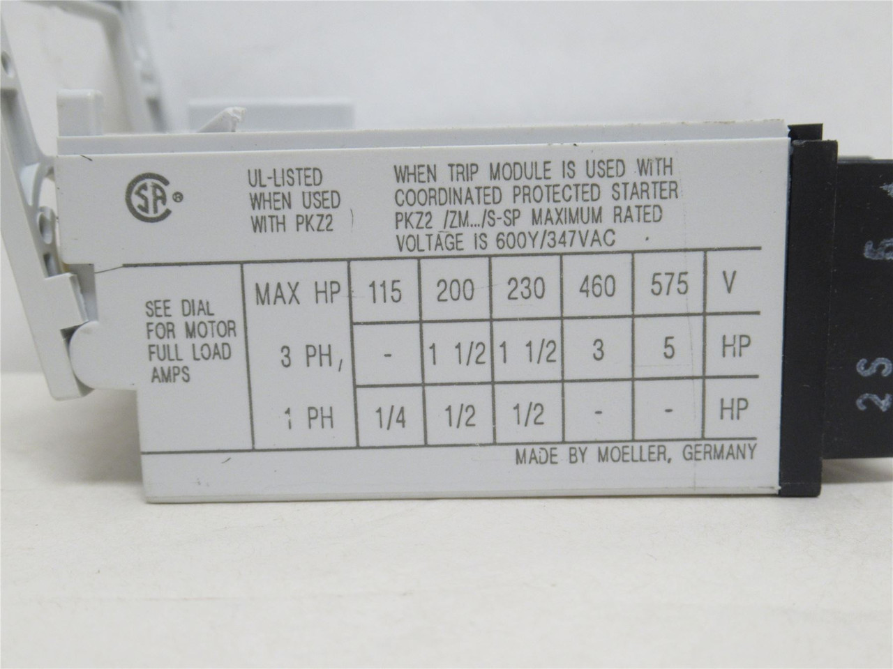 Eaton ZM-6-PKZ2; Trip Module Thermal; 4-6A; 600VAC Max