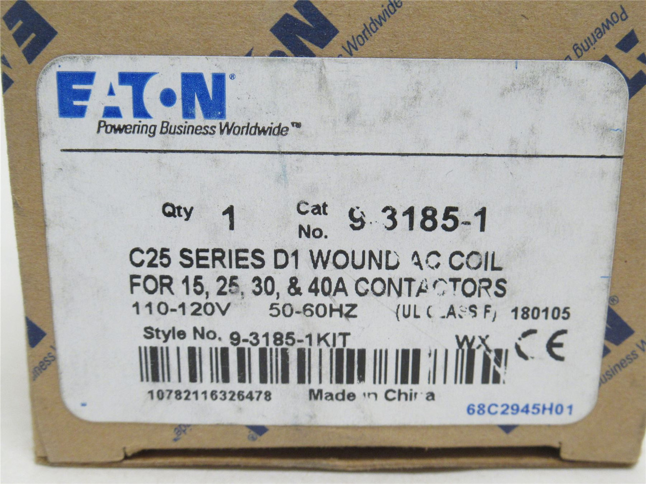 Eaton 9-3185-1; Contactor Coil: 110/120VAC; 15-40A