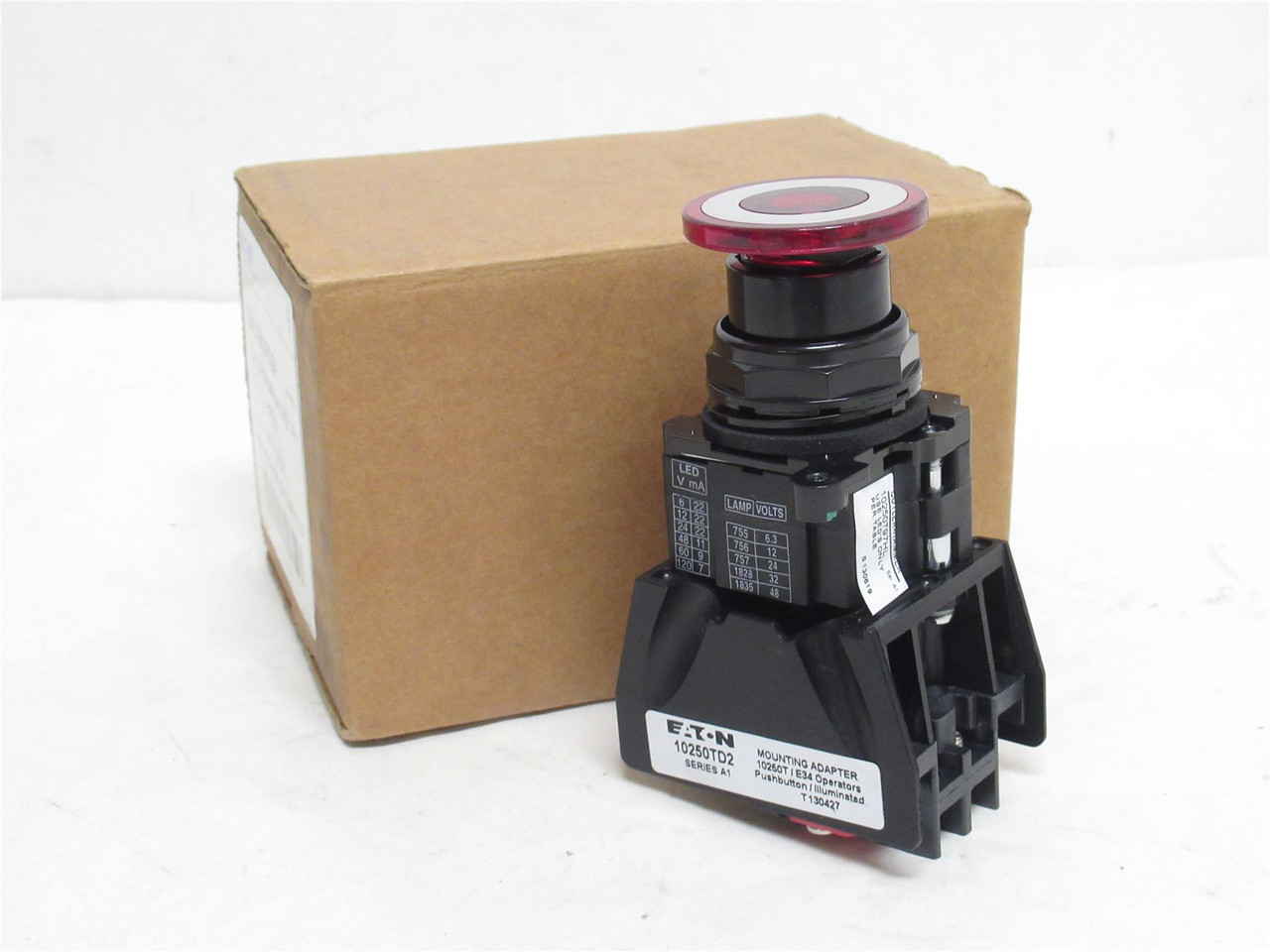 Eaton E34EX853RD24; Illuminated Push Button; Red; 10A; 600VAC