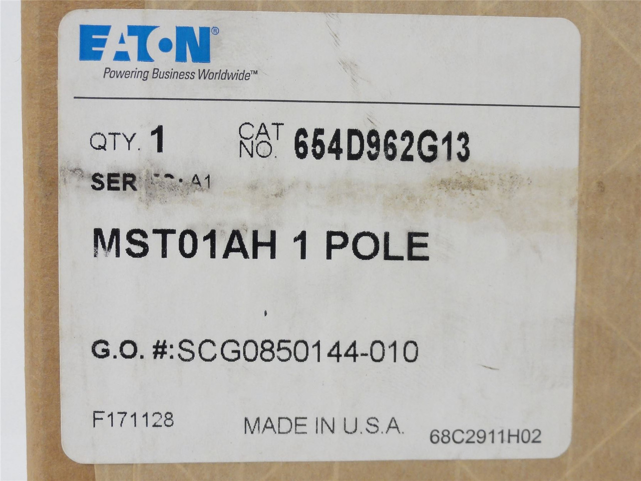 Eaton 654D962G13; Manuel Motor Starter; 1 Pole