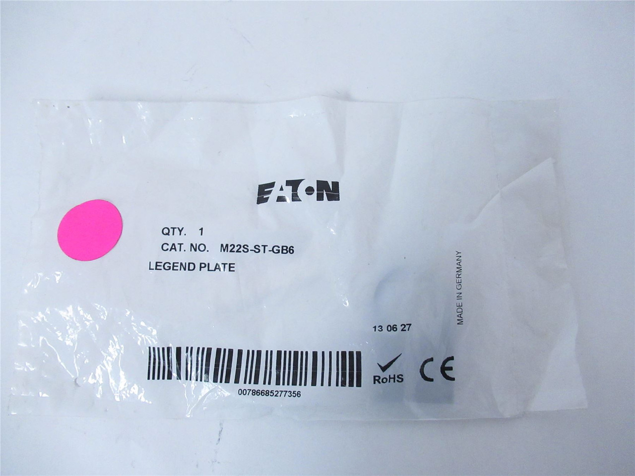 Eaton M22S-ST-GB6; Legend Plate - "ON" Etched; 22.5mm; Black
