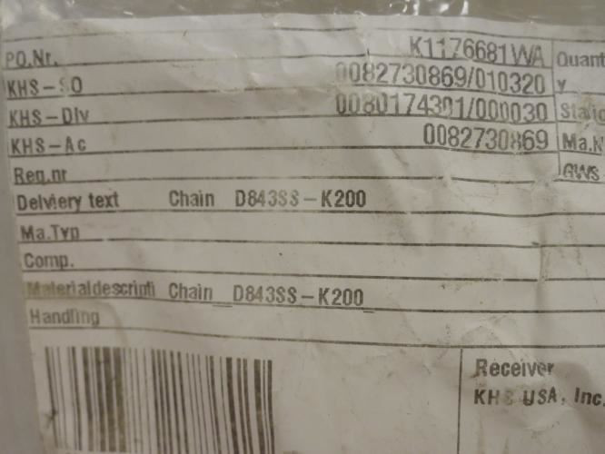 HabaCHAIN D843SS-K200-5'; Flat Chain; 5' Long; 2" Wide