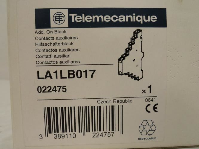 Telemecanique LA1LB017; Aux Contact Block 10A; 600V; 2-NO; 1-NC