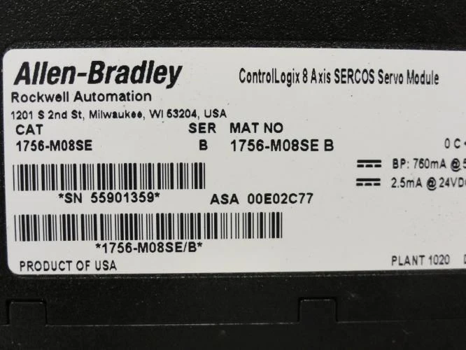 Allen-Bradley 1756-M08SE; Interface Module; 2.5mA; 24VDC