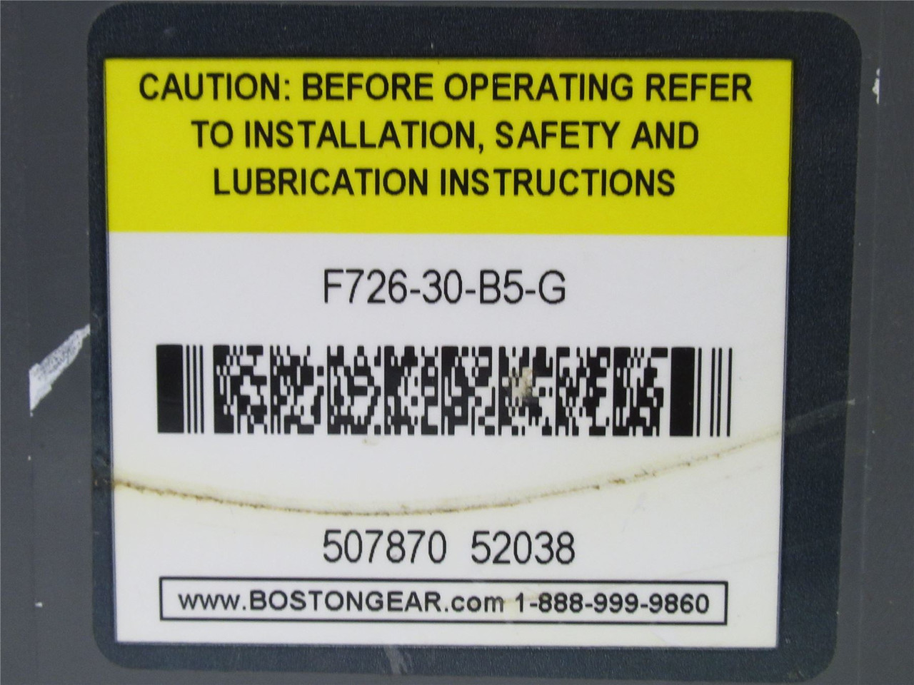 Boston Gear F726-30-B5-G; Gearbox; 30:1; 1.68 InputHP;