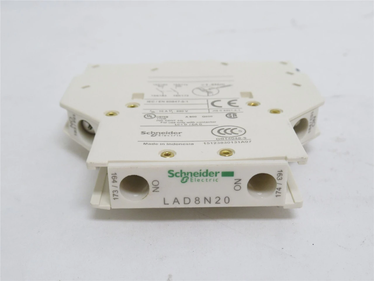 Schneider LAD8N20; Aux Contact Block; 10A; 600VAC; 2-NO