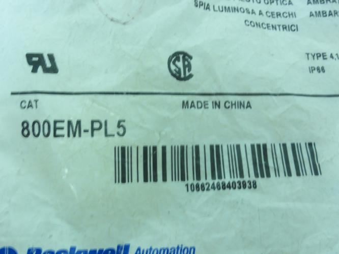 Allen-Bradley 800EM-PL5; Optic Pilot Light; Amber; 22.5MM