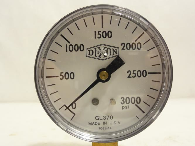 Dixon GL370; Pressure Gauge; 0-3000Psi; 1/4" NPT