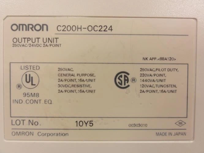Omron C200H-OC224; Output Module; 250VAC; 2A; 16-Point