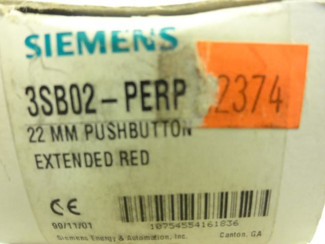 Siemens 3SB02-PERP; Push Button; Ext; Red; 22MM