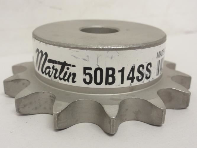Martin 50B14SS-5/8NK; Sprocket # 50; 14T; 5/8"ID; SS; NO KEYWAY