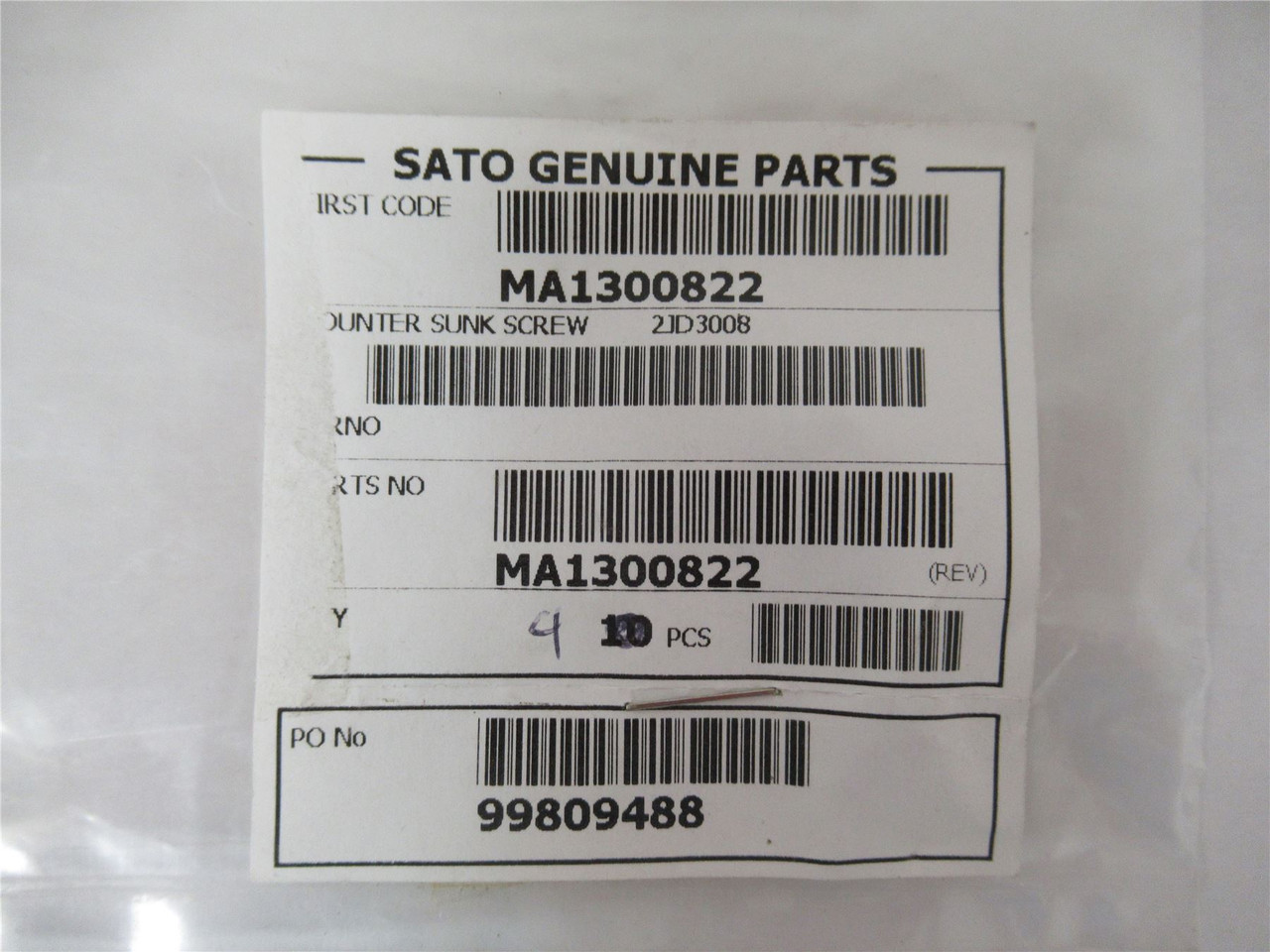 Sato MA1300822; Lot-4 Counter Sink Screw