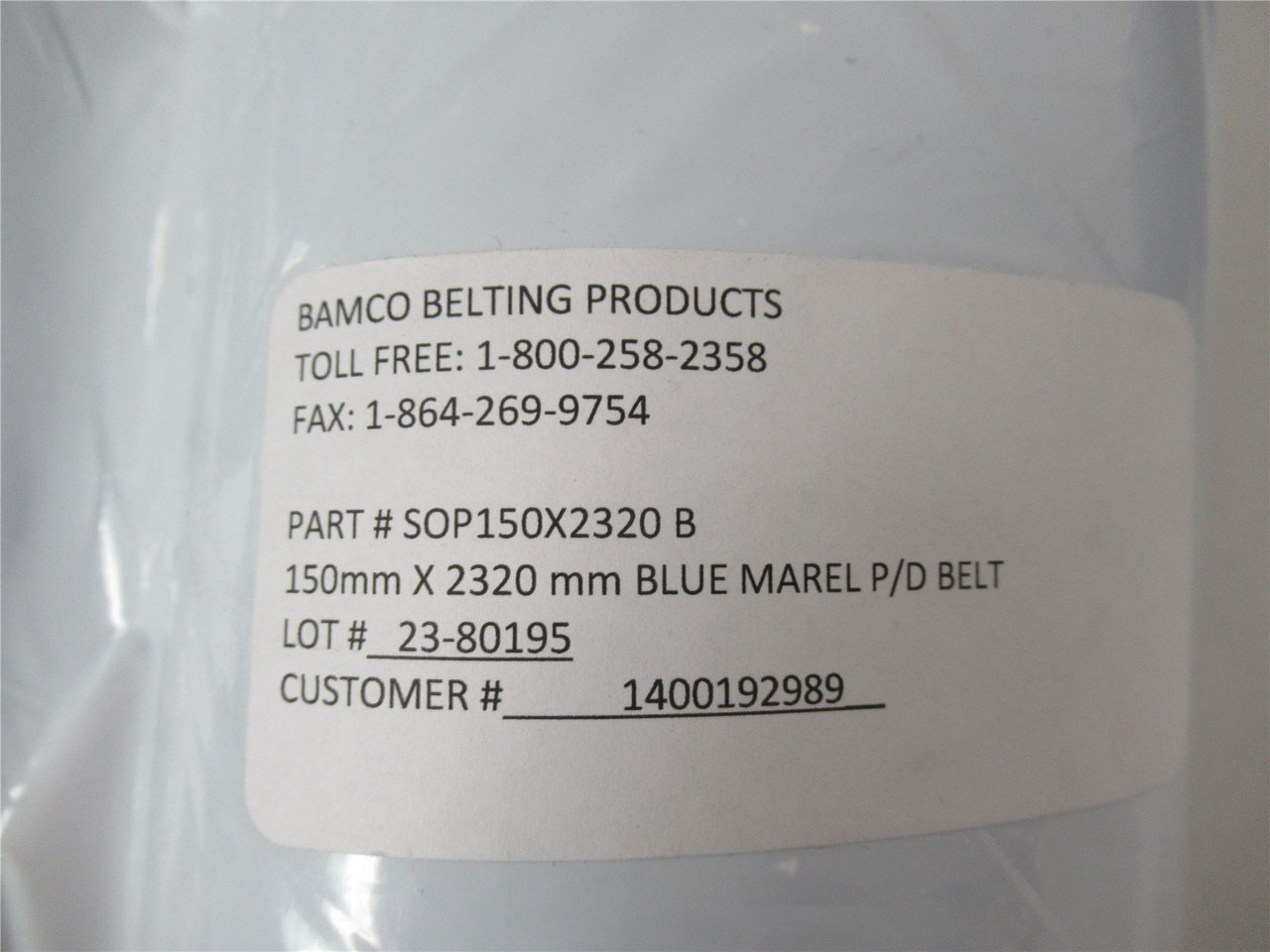 Bamco Belting SOP150X2320B; Conveyor Belt  Marel 150mmx2320mm