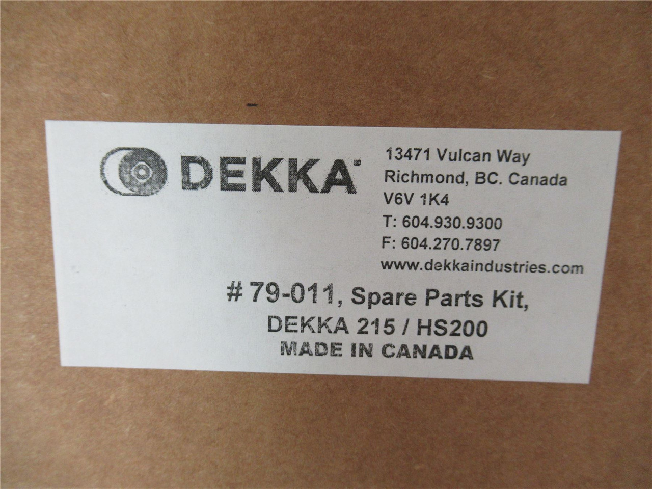 Dekka 79-011; Spare Parts Kit for Dekka 215/HS200