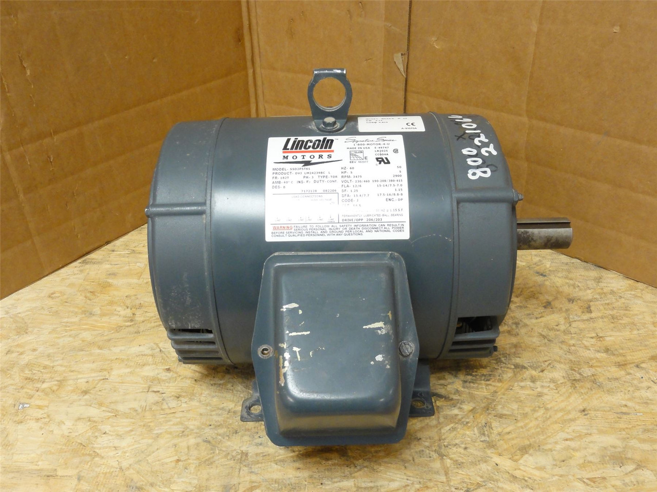 Lincoln Motors SSD2P5T61; Motor; 5HP; 230/460VAC; 3475RPM; 3PH