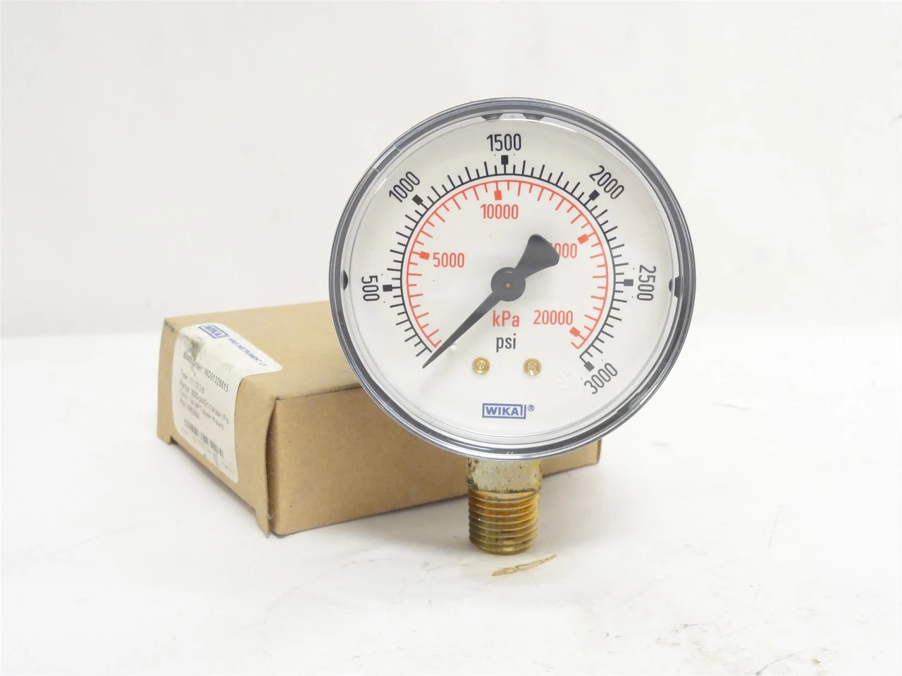 Wika 3990684; Hydraulic Gauge 0-3000PSI; 2-1/2" Dial; 1/4NPT