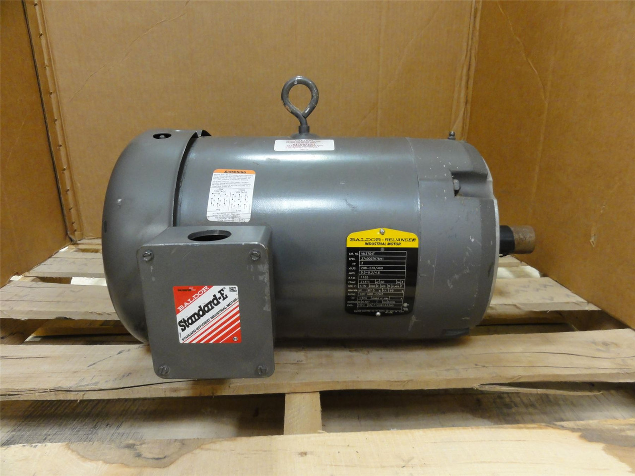 Baldor VM3704T; AC Motor; 3HP; 208-230/460V; 1140RPM; 3Ph
