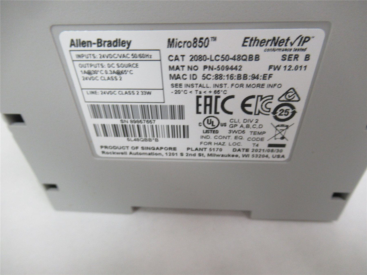 Allen-Bradley 2080-LC50-48QBB; Programmable Controller