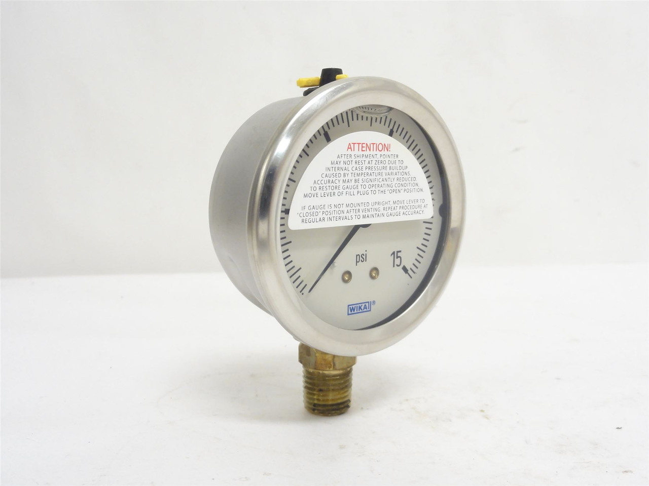 Wika 9767037; Liquid Filled Pressure Gauge 0-15PSI; 2.5" Dial