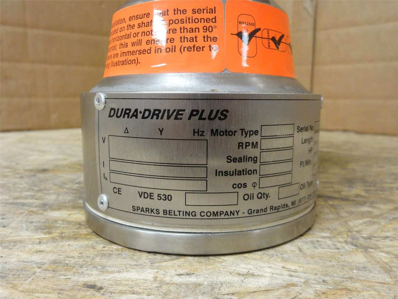 Sparks Belting 4.39; Drum Motor 12"W x4.5"OD 47ft/min 230/460