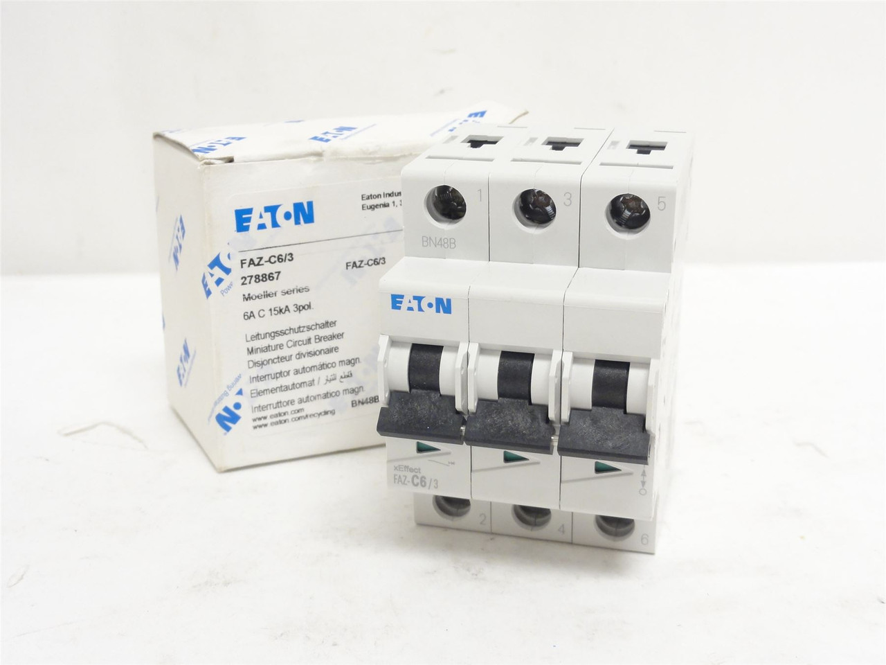 Eaton FAZ-C6/3; Mini-Circuit Breaker; 6A; 3P; 277/480VAC