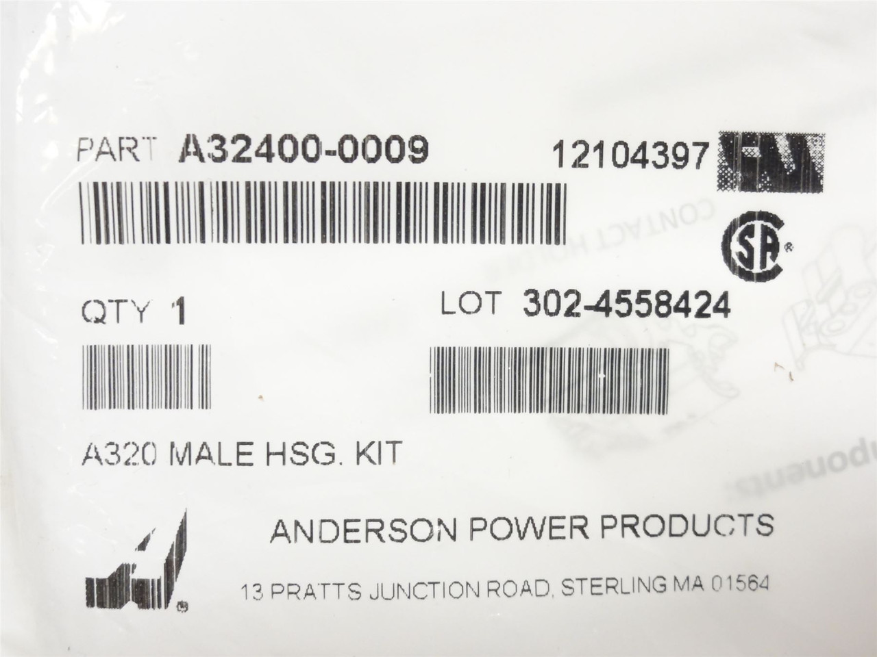 Anderson Power A32400-0009; Heavy Duty Male Power Connector