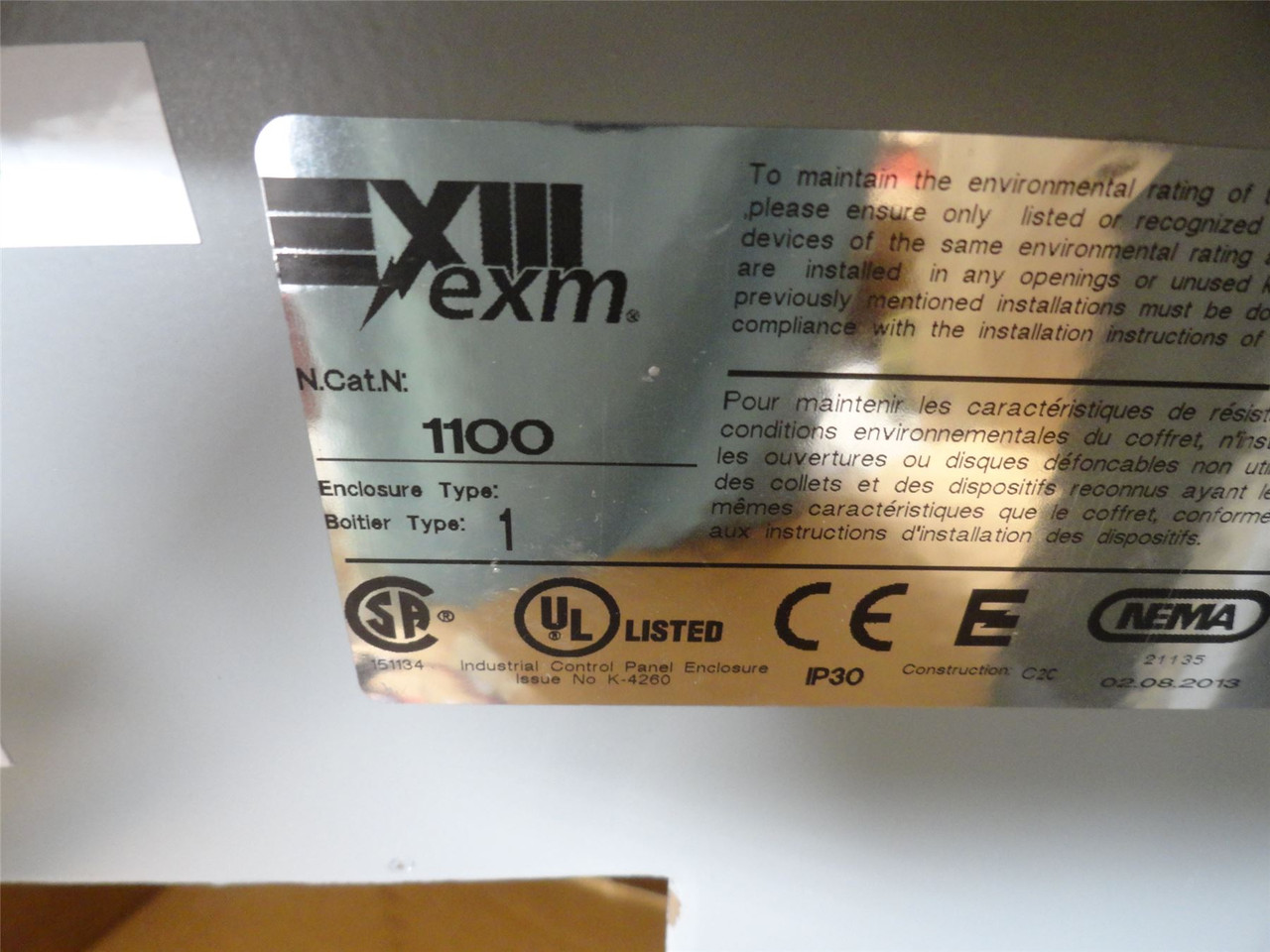 EXM 1100; Utility Enclosure Single Door 16" x 16" x 7"; Type: 1