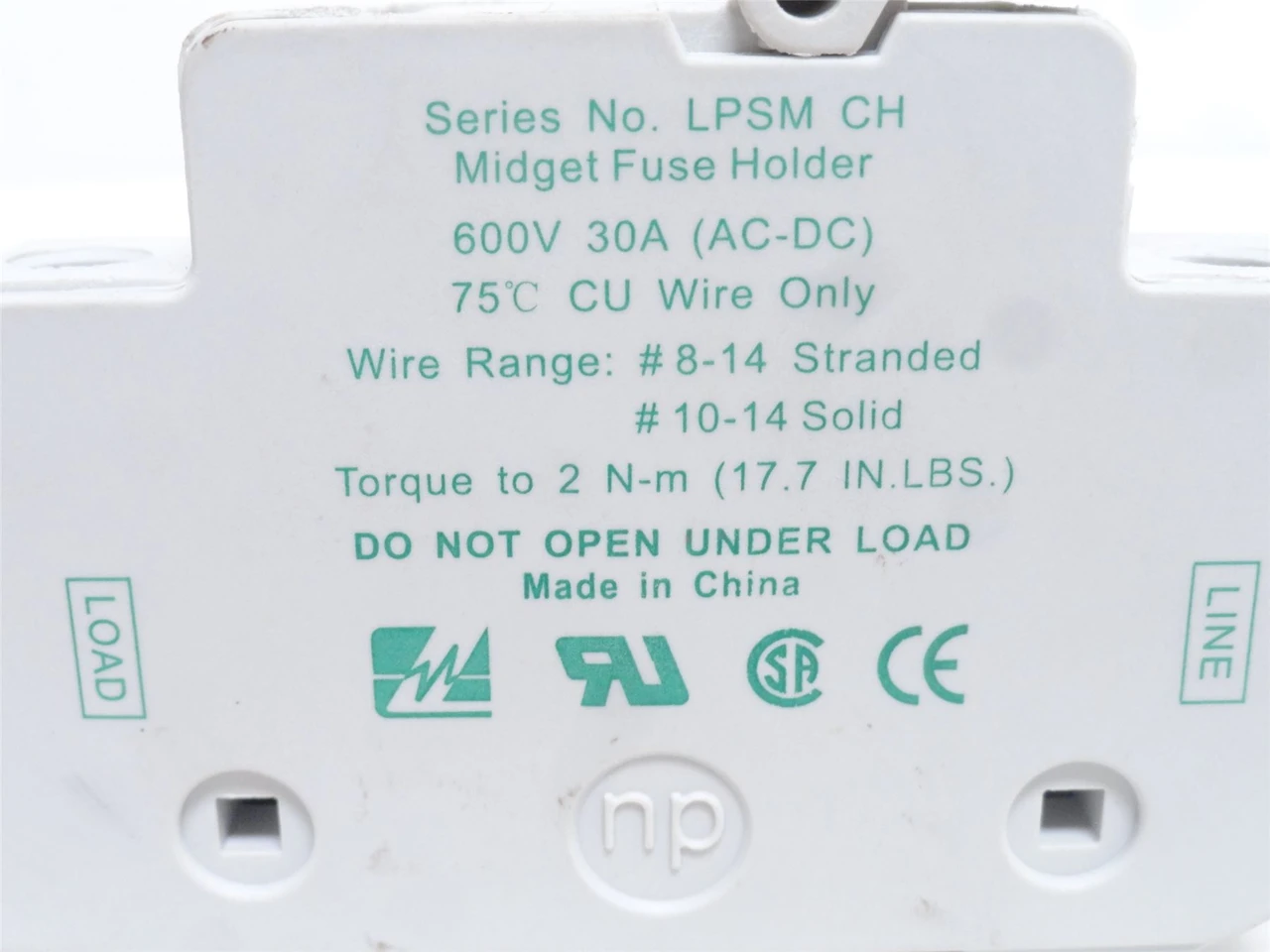Littlefuse LPSM001; Midget Fuse Dead Front Fuse Holder 1P; 30A