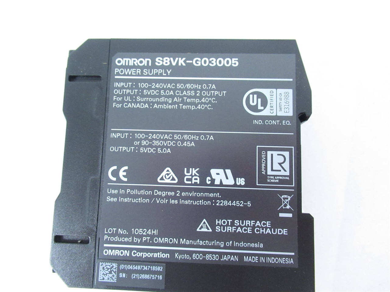 Omron S8VK-G03005;  Power Supply AC-DC  5V; 5A; 85-264V 25W