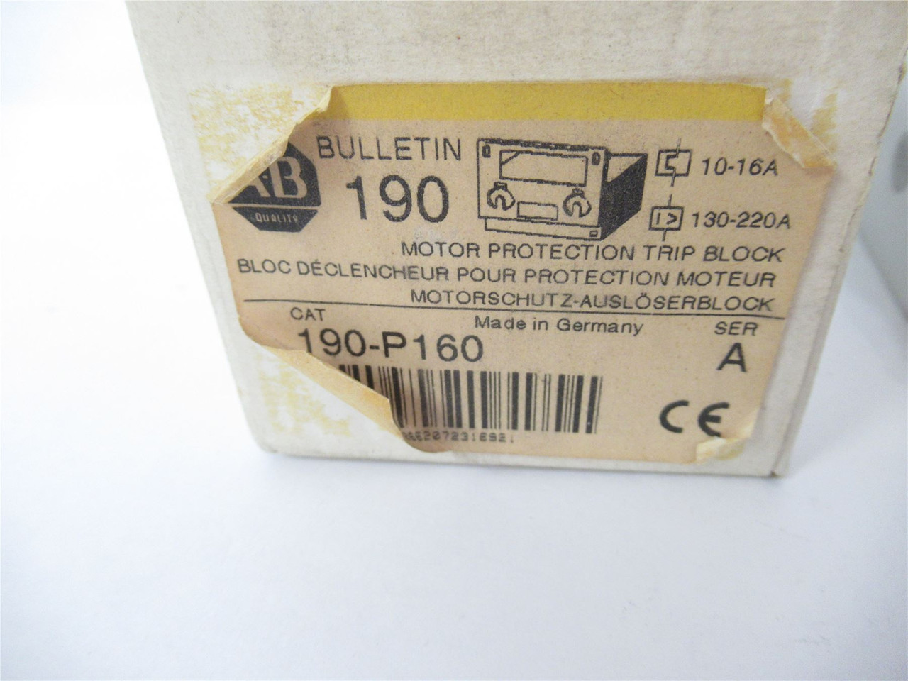 Allen-Bradley 190-P160; Trip Unit 130-220A MAGNET 10-16AMP THERMAL